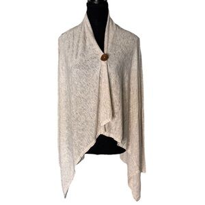 BOBEAU Ivory Cream Asymmetrical Lightweight Cardigan Wrap Single Button Medium